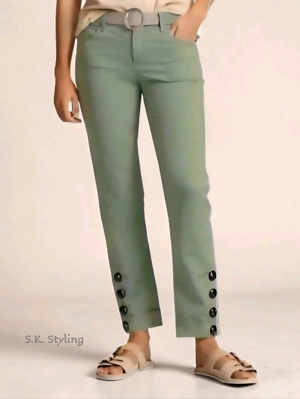 Talbots Flawless Five Pocket Crop Pants Jeans w/Anchor Buttons at Ankles size 4P
